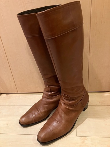 ロングブーツ　25cm 日本製　革製　茶色　ブラウン
