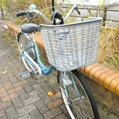 中古自転車 Miyata ママチャリ 自転車 24インチ LEDライト ライトブルー 通勤 通学 近所のお出掛けなどにの画像