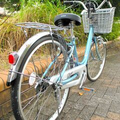 中古自転車 Miyata ママチャリ 自転車 24インチ LEDライト ライトブルー 通勤 通学 近所のお出掛けなどにの画像