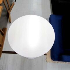 ① ラウンドテーブル 直径60cm 高さ72.5cm ホワイト 白 カフェテーブル 丸テーブル サイドテーブル 家具 苫小牧西店の画像