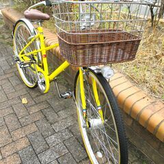 中古自転車 Mixte City 実用 自転車 6段変速 26インチ LEDオートライト イエロー 通勤 通学 近所のお出掛けなどにの画像