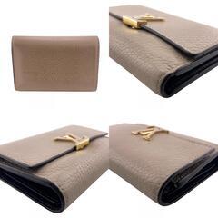 ルイヴィトン LOUIS VUITTON 三つ折り財布 LVロゴ ポルトフォイユ カプシーヌ コンパクト コンパクトウォレット M62159 ベージュの画像
