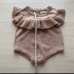 子供服　ロンパース　the lala ララ フリルニットロンパース ＆ ウサギ帽子　韓国子供服の画像
