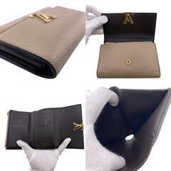 ルイヴィトン LOUIS VUITTON 三つ折り財布 LVロゴ ポルトフォイユ カプシーヌ コンパクト コンパクトウォレット M62159 ベージュの画像