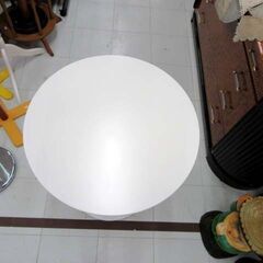 ② ラウンドテーブル 直径60cm 高さ72.5cm ホワイト 白 カフェテーブル 丸テーブル サイドテーブル 家具 苫小牧西店の画像