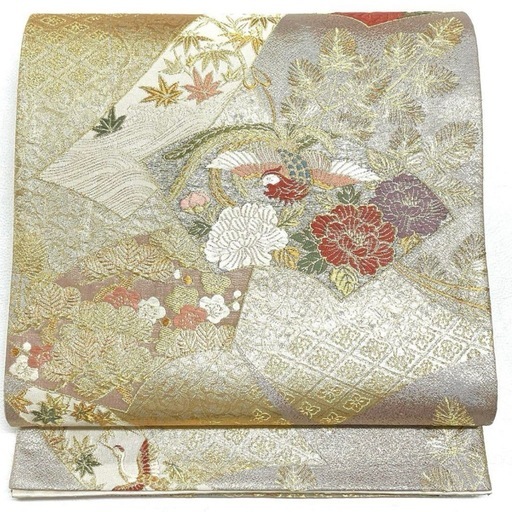推定30万円☆高級 正絹 唐織 金彩蒔絵 六通 袋帯