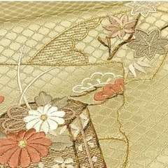 高級品☆訪問着　刺繍　貝桶草花松文　暈し染め　金糸　金彩　正絹　逸品の画像