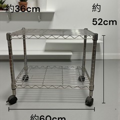 2段 メタルラック スチールラック 約60×52×36cm タイヤ付き 中古品販売 10Dの画像
