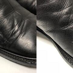☆Fin フィン レザー サイドジップ ロング ブーツ 24㎝ 黒 ブラック レディース ブーツ 中古品(NF251024)382-60-②の画像