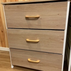 【差し上げます(11/1まで)】コーナンオリジナル　アイアンチェスト3段 W60 木目調  ナチュラル／ホワイトの画像