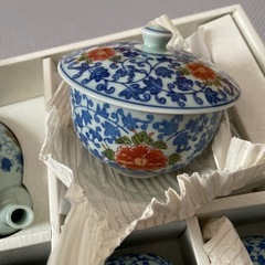 新品　有田焼　唐草牡丹　茶托付番茶器揃　5客　湯呑みセットの画像
