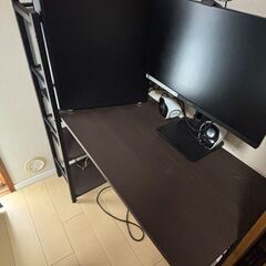 パソコンデスク　ラック付きの画像