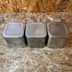 C(7604) ユキワ 深型 角キッチンポット 3個セット ステンレス 16.5㎝ 業務用 厨房用品 飲食店 店舗用の画像