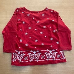 女子100サイズ・ロンT(赤・ペイズリー)の画像