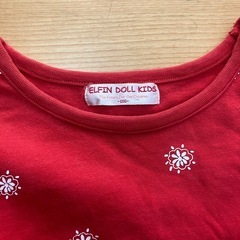 女子100サイズ・ロンT(赤・ペイズリー)の画像