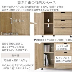 キャスター付き 衣類収納 テレビ台 キャビネット 寝室 ぼん家具 ホワイトの画像