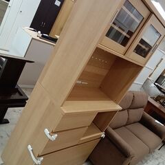 リユースのサカイ栃木店★ジモティ割あり★  食器棚 モダンデコ ライトブラウン W90×D41×H182 クリーニング済み TC11273の画像
