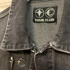 【THUG CLUB】デニムジャケット 穴あきフリンジダメージ加工 メンズ レディース ユニセックス アウターの画像