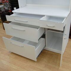 NITORI レンジボード 幅120×奥55×高201cm コルト エナメル 食器棚 キッチン収納 ニトリ 札幌市 清田区 平岡の画像