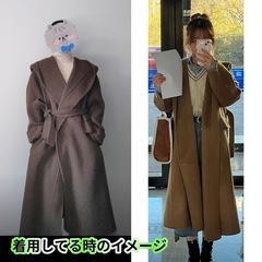 新品タグ付き⭐︎フード付きロングコート 100%ウールの画像