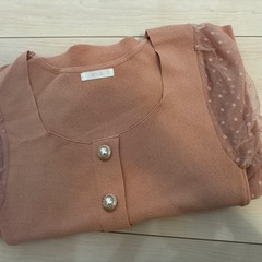 MIIA ニットロングワンピース　袖レースの画像