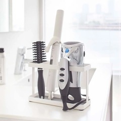 TOWER 山崎実業 ドライヤー&ヘアーアイロンスタンド タワー ホワイトの画像