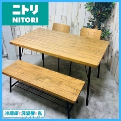 使用頻度少　ダイニングテーブル　長椅子　椅子2脚　セット　分解できます！の画像