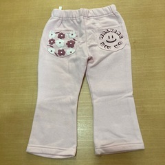 女児95サイズ・裏起毛パンツ(ピンク・ニコちゃんロゴ入)の画像