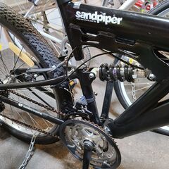 J1692【リユースのサカイ柏店】アニマート　マウンテンバイク　sandpiper　3×6段変速　ブラック★店頭にて試乗可★ 簡易クリーニング済　　 中古自転車 　流山市  松戸市 我孫子市 鎌ヶ谷市 船橋市 守谷市 取手市　参考価格32,800円の画像