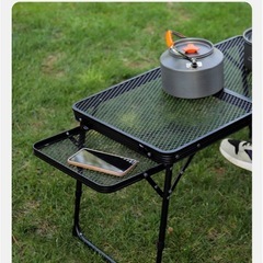 キャンプ テーブル アウトドア 折りたたみ 軽量 メッシュテーブル 高さ調整 耐荷重50kg の画像