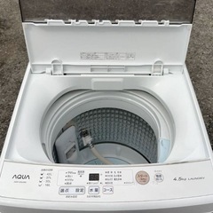 配達設置無料 アクア 洗濯機 4.5kg 高濃度クリーン浸透 風乾燥機能付き2021年製の画像