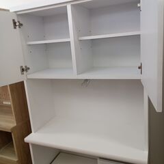 ★ジモティ割あり★  食器棚 オフホワイト H181×D45×W90 クリーニング済み TK7015の画像