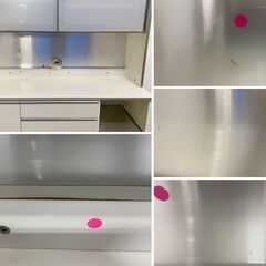 パモウナ キッチンボード 幅140 ソフトクローズ ハイカウンター ハイグロスホワイト レンジ台 ダイニング 中古家具 店頭引取歓迎 R10168の画像
