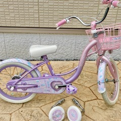 【美品】メゾピアノ 18インチ 子供用自転車 ピンクパープル 屋内保管 直接引渡 美品】メゾピアノ 18インチ 子供用自転車 ピンクパープル 屋内