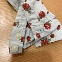 女児110サイズ・長袖シャツワンピース(ローズ柄)の画像