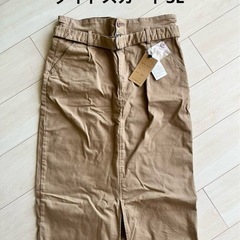 スカート タイトスカート LARU ラル 3L ベルト付き ストレッチ ベージュの画像