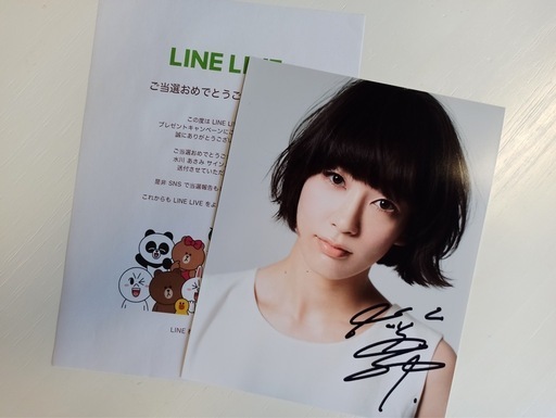 水川あさみ直筆サイン入り写真 当選通知書付き