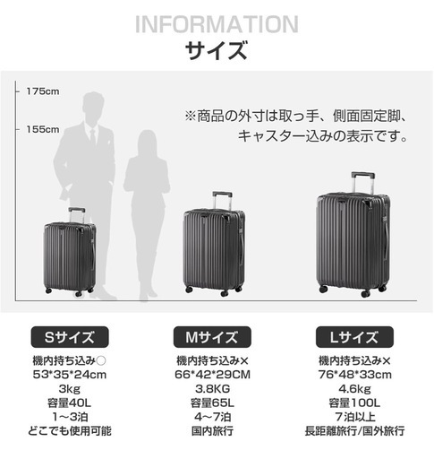 【新品未使用】① スーツケース キャリーケース キャリーバッグ 拡張機能付 超軽量 静音 鏡面加工 【360度回転 & 取り外す可能】