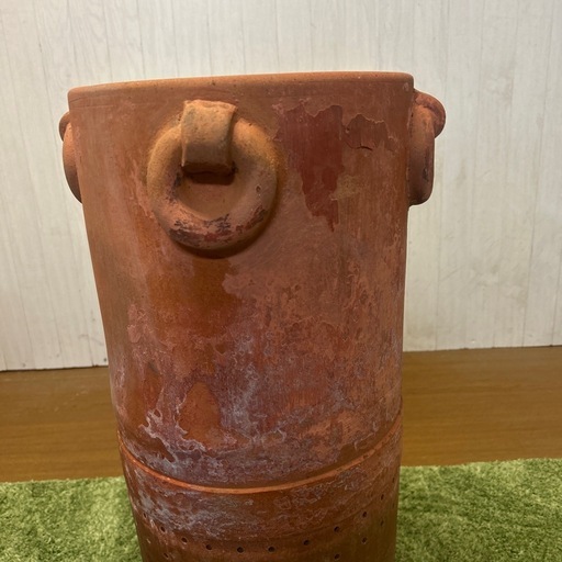 【リユース☆エコちょっぷ】ヴィンテージ調　テラコッタ　傘立て　プランターカバー