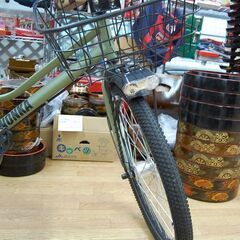 自転車 24インチ ママチャリ系 WONKA 深緑系 6段変速 オートライト 着脱式バスケット付き ウォンカ 札幌市 清田区 平岡の画像