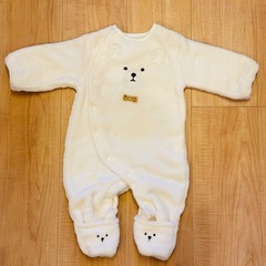 【 美品 2枚セット 】アカチャンホンポ クマ＆うさぎ フリースロンパース 50サイズ 60 サイズの画像