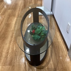 楕円ガラスセンターテーブル【町田市再生家具】252125の画像