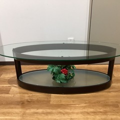 楕円ガラスセンターテーブル【町田市再生家具】252125の画像