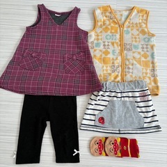 女の子　秋冬キッズ服セット（長袖Tワンピースキャップ・靴下）　18点まとめ売りの画像