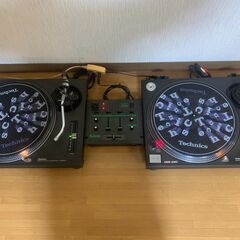 TECHNICS テクニクス SL-1200MK3 2台 ターンテーブル レコードプレーヤー audio-technica DJミキサー オーディオテクニカの画像