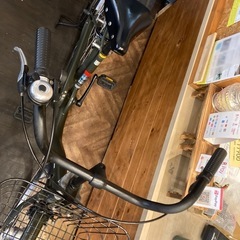 【BRIDGESTONE前後タイヤ・チューブ新品！】 LEDオートライト　26インチ自転車　マットモスグリーンの画像