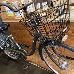 【BRIDGESTONE前後タイヤ・チューブ新品！】 LEDオートライト　26インチ自転車　マットモスグリーンの画像