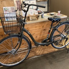 【BRIDGESTONE前後タイヤ・チューブ新品！】 LEDオートライト　26インチ自転車　マットモスグリーンの画像