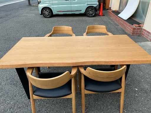 O 2510-576　 河口家具製作所 ダイニングセット イス 4脚 バラ売り不可 キズ 汚れあり