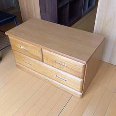 未使用訳あり 桐ベンチチェスト ライトブラウン 幅80 3杯 大引出しのみスライドレール付き 仕切り板付き 収納 たんす 箪笥 アンティークの画像